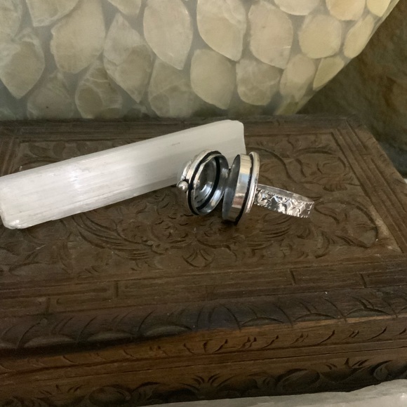 Silver Moonstone Poison Ring - Picture 9 of 11